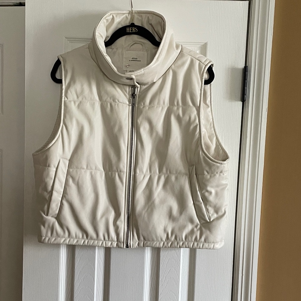 Anthropologie Cream Quilted Vest